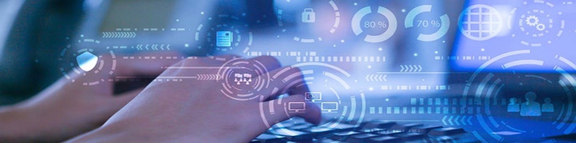 hands on keyboard with model-based systems engineering overlay