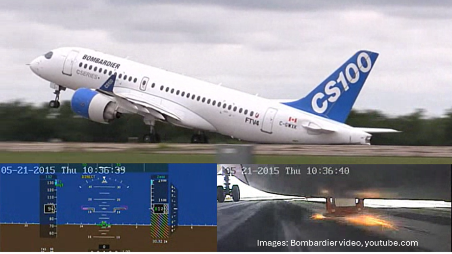 white bombardier airplane taking off on runway