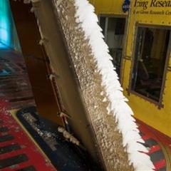 ice build up on wing in wind tunnel test